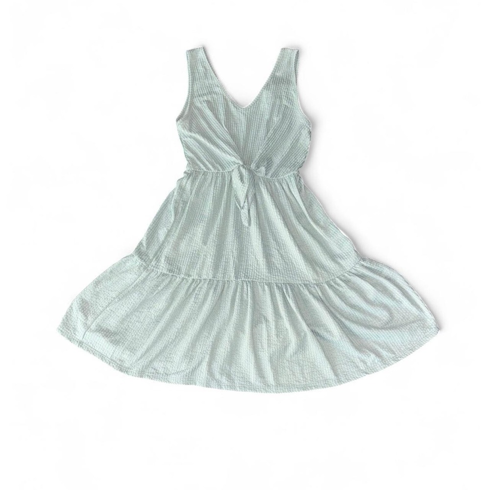 Caution to the Wind Teal Mini Short Flowy Tiered Sun Dress with Tie Waist Bow sm